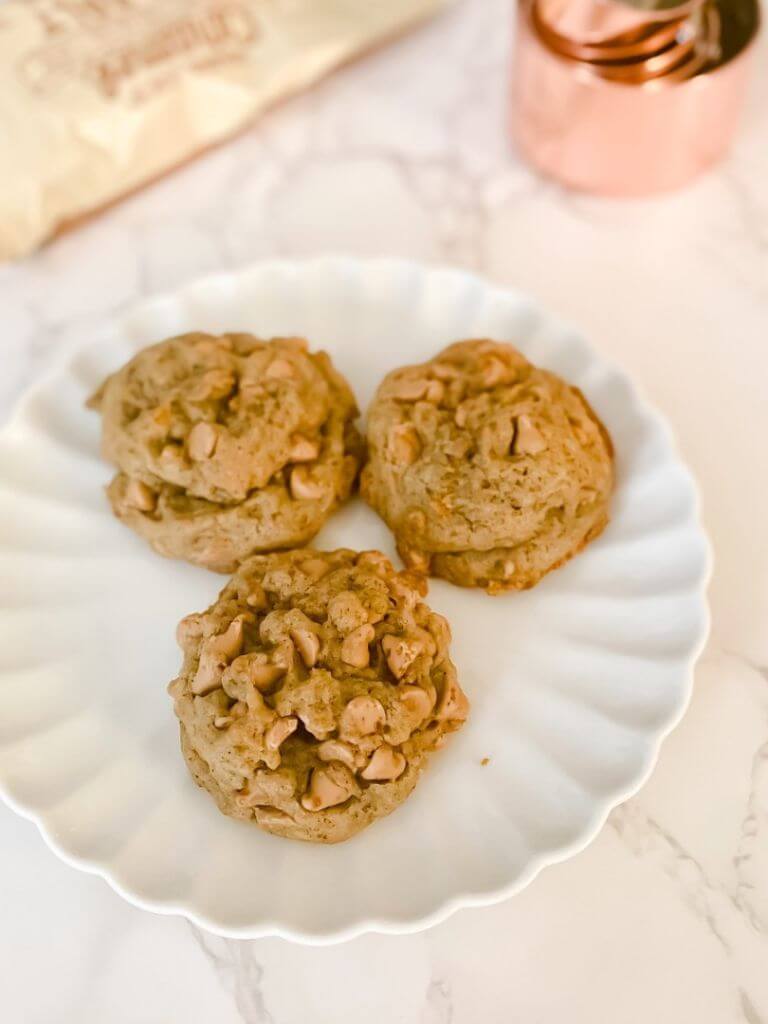 plate of caramel chip cookies