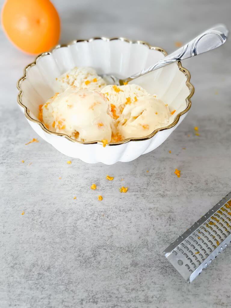 bowl of ice cream with orange
