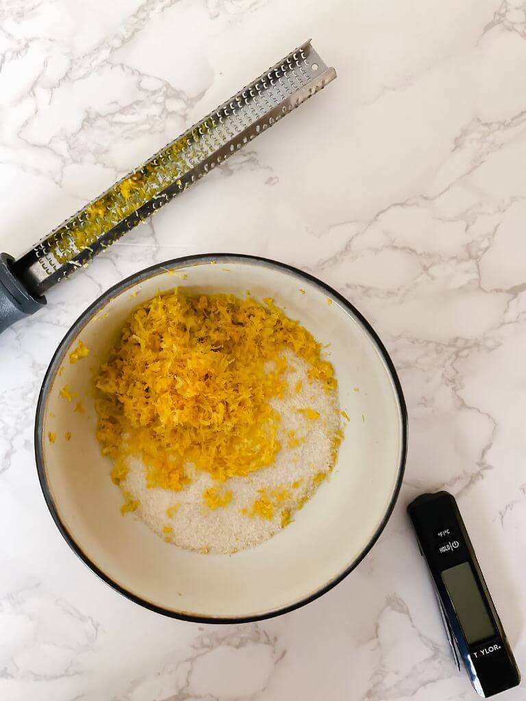 bowl of sugar and lemon zest