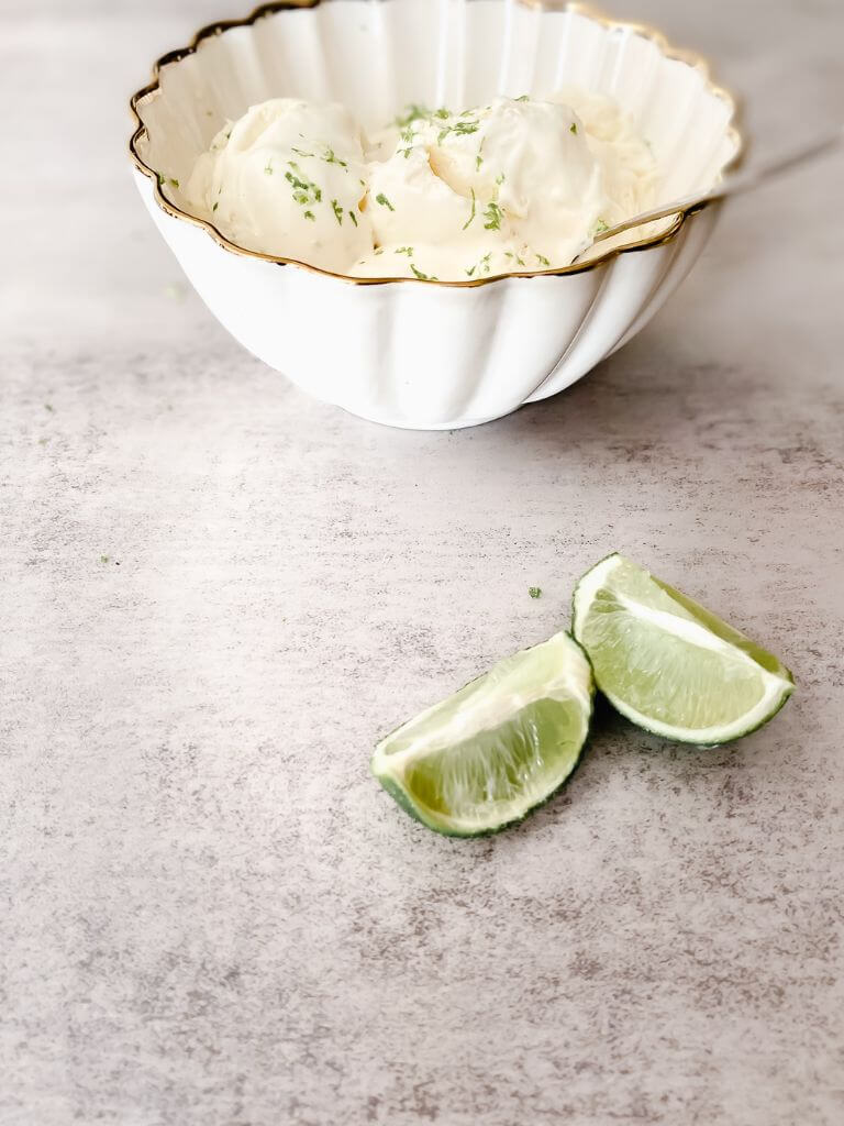 bowl of lime ice cream